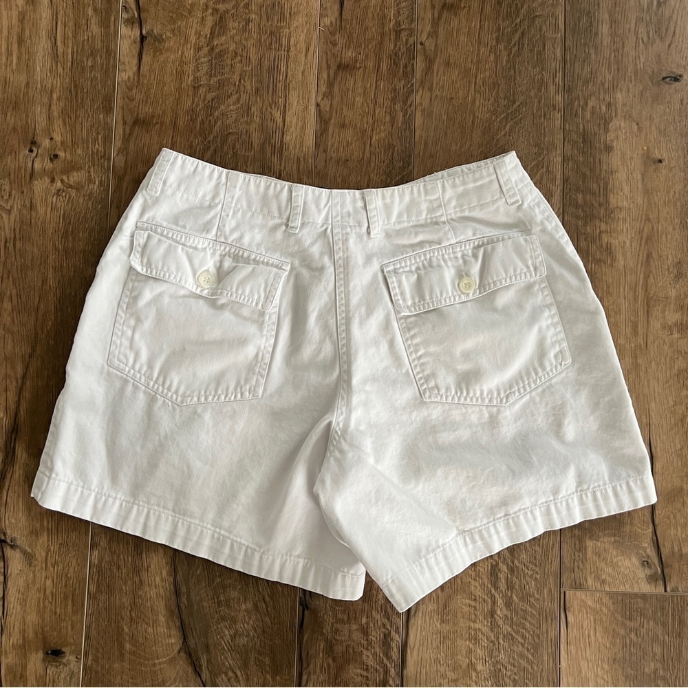 Vintage 90s Cache Creek Mid High Rise White Cotton Mid Thigh Shorts Size 10 - Picture 4 of 8
